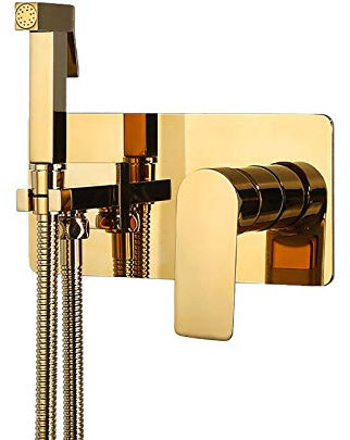 NSTVVEE Titan-Gold-Stoffwindel-Sprühset, Heiß- und Kaltwasser-Handbidet-Sprühset, Toilettenset, Einhand-Toilettensprühset aus Messing, Wandmontage, Badezimmer-Waschraumset mit Duschschlauc