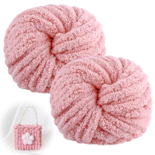 Dicke Wolle zum Handstricken und Häkeln, 500g (2x250g) Flauschig Chunky Yarn Handstrickwolle DIY XXL Dickes Garn für Decke, Tasche, Schals