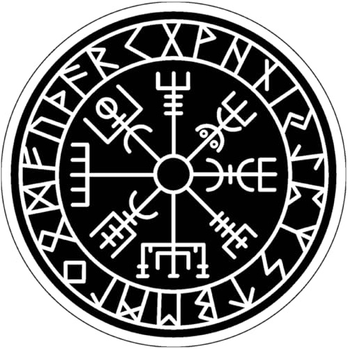 Samunshi® Vegvisir mit Runen D als Sticker Vikings Wikinger Runen Symbole Wohnmobil Aufkleber für Motorrad Fahrrad oder Camper Camping Wohnwagen Mountainbike gedruckt Retro 8 x 8cm