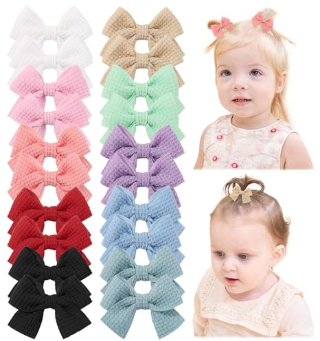 Jollybows 20 Stück Baby Mädchen Haarschleifen, 2 Zoll / 5 cm Haarspangen Haarklammern Haarclips Spangen Baby Haarschmuck für Mädchen Kinder Teenager Damen (Helle Farbe)