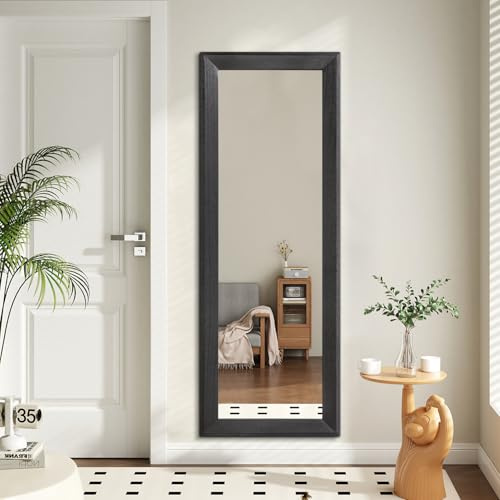 AAZZKANG Grand miroir mural pleine longueur avec cadre en bois - Miroir rectangulaire à suspendre - 120 x 40 cm - Pour chambre à coucher, salon, salle de bain, entrée, couloir - Noir