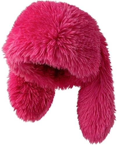 JDYaoYing Y2K Plüschmütze für Damen, flauschig, niedlich, Beanie, Hasenohren, Mütze, flauschige Mütze, Schädelmütze, Winter, warme Mütze, Weihnachten, Halloween
