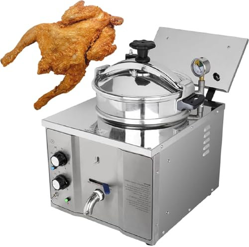 Friggitrice A Pressione Elettrica Da Banco Da 16 Litri Con Coperchio, Friggitrice Elettrica A Pressione Commerciale Da Cucina Per Snack Bar Ristorante,110V