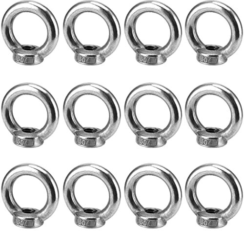 MUNGHOK 12 dadi ad anello in acciaio inox M10, con occhielli ad anello, dadi ad occhiello, viti ad anello, filettatura interna, vite di fissaggio per accessori di sollevamento, fissaggio ornamenti da