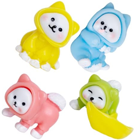 Vaguelly 4stücke Miniatur-welpenfiguren Aus Kunstharz Für Hunde Realistische Mini-tierfiguren Als Spielzeug Und Dekoration Für Mikrolandschaften Autos Und Blumentöpfe
