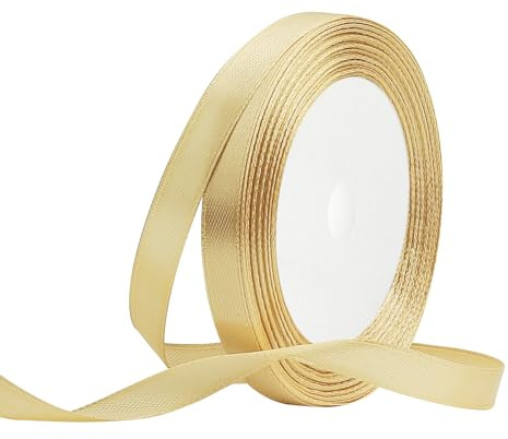 OUTPGAGA Golden Satinband 10mm x 22m Geschenkband für Hochzeit Basteln | Schleifenband für Geschenkverpackung Verzieren von Blumensträußen, Haarschmuck und Kleidung, Schleifen, Geburtstage