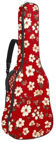 Tasche für Akustikgitarren, weicher Gitarrenkoffer mit 2 Taschen und Schlaufe auf der Rückseite für 40 41 42 Zoll E-Bass klassische Gitarren, Vintage Salbeigrün, natürliche Ginkgo-Biloba-Blätter