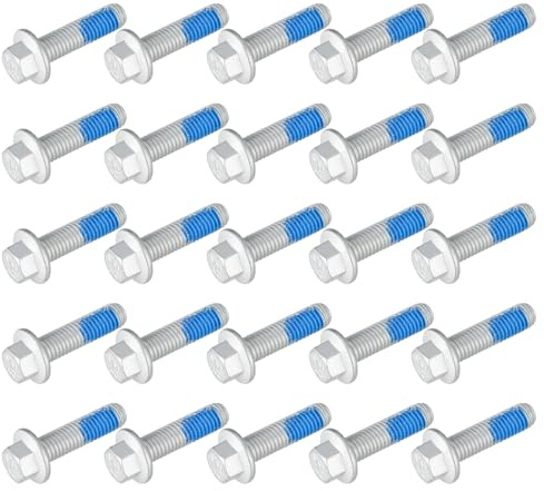 EMSea 25Pcs M8x1.25 Hex Flange Screw Hex Bolt Carbon Steel 10.9 Grade for Cars RVs Toys 30x16mm