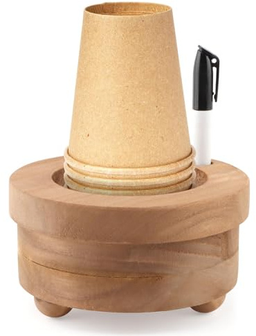 Wooden Cup Holder with Marker Slot, Cup Holder Dispenser Paper Cup Storage Box Disposable Mug Dispenser for Party Decoration Bathroom Kitchen Picnic