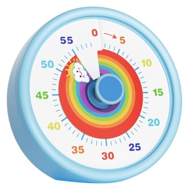 SIMQELLI Temporizador Visual Educativo Infantil 60 Minutos, Cuenta Atrás Silenciosa con Diseño Arcoíris, Temporizador de Estudio y Cocina para Niños, Escuela, TDAH y Exámenes