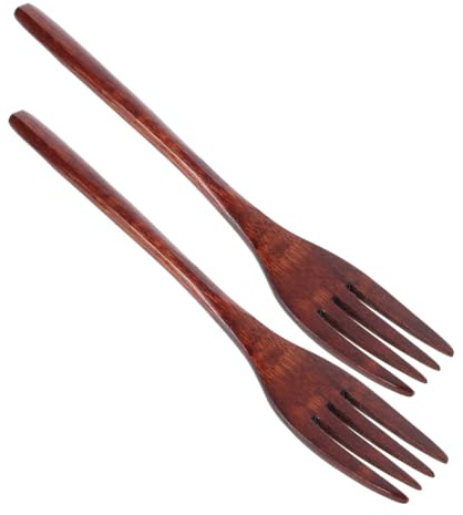 VALICLUD Tenedores de Madera para Ensalada 2 Piezas, Pequeños y Reutilizables, Ideales para Mezclar Pasta y Servir Frutas, Utensilios de Cocina Ecológicos para Uso en Camping y Cena
