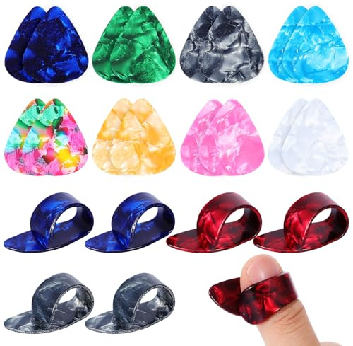 YBEATY 36PCS Finger Picks, Colorful Flat Thumb Picks Celluloid Hand Guitar Pick Plectrums for Acoustic Electric Guitar Banjo Ukulele Bass