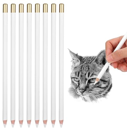 LQUYTA 8 Pezzi di Bianco Gomma Matita, Gomma Cancellare Penna a Forma di Penna, Gomma a Forma di Matita, Per Schizzi, Illustrazioni Disegni a Carbone per Artisti e Principianti