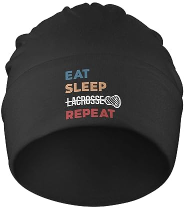 Unisex Kopf Wraps Essen Schlafen Lacrosse Wiederholen Lustiges Lacrosse Beanie Mütze Leicht Nachtmütze Weich Strickmütze Für Winter Outdoor Laufen