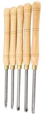RASTKY Juego de Herramientas de Torneado de Torno de Madera de 5 Piezas, Cómodo Kit de Torneado de Madera de Mano para Cortes de Suaves para Principiantes y Torneros Experimentados
