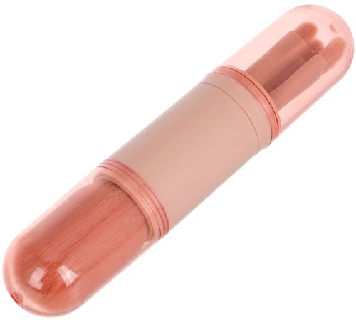Uonlytech Juego de Pinceles de Maquillaje Portátil para Mujer, Brochas Multiusos Cubierta, Incluye Pincel para Polvos, Iluminador y Sombras de Ojos, Kit Compacto para Viajes y Retoques