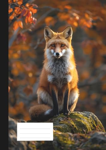 DIN A4 Notizbuch, 120 Seiten, Lineatur 22 (Kariert ohne Rand), 21x29,7cm - Fuchs Wildleben Fotografie: durchgängig karierte Seiten ohne Randlinien. Für Schule, Studium, Beruf & Privat