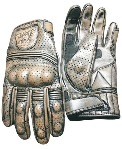 Guantes Moto de Cuero Hombre Iron Rider – Guantes Biker Vintage con Protección Nudillos, Transpirables, Estilo Cafe Racer, Guantes Motorista para Verano y Conducción Urbana