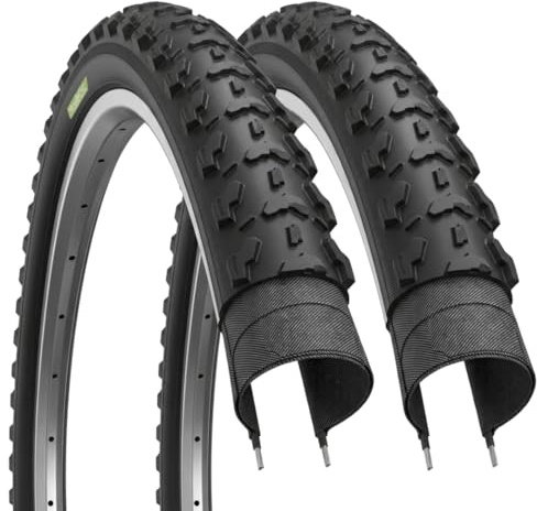 Ecovelo 2 neumáticos 26 x 1,95 (53-559) Negros Mountain Bike para MTB Bicicleta con Tacos