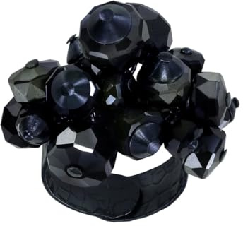 Konplott: Ring Office Glimpse, moderner und modischer Gipsy-Ring mit mehreren Kristallrondellen, für Damen/Frauen (schwarz)