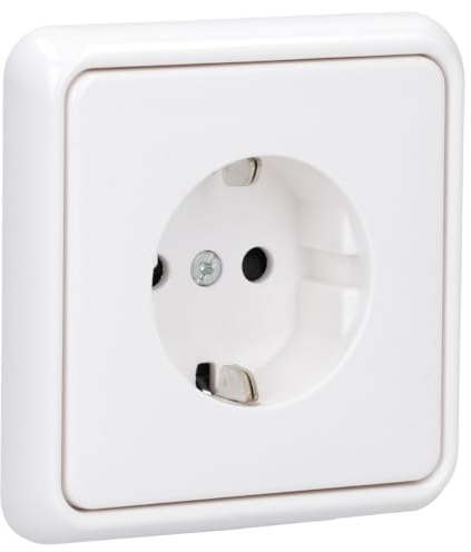 JUNG Serie CD SCHUKO Steckdose Safety Set Alpinweiß | 1x (Steckdose m. erhöhtem Berührungsschutz, Rahmen 1-fach)