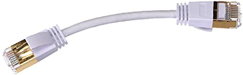 wantecWire Cavo Patch Extra Sottile Cat.7, Spina Cat.6 SSTP schermata, Lunghezza 0,1 m, Bianco