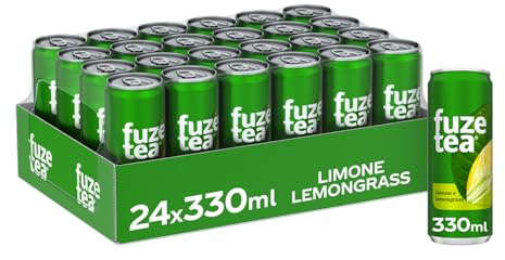 Fuze Tea, Bevanda Rinfrescante Analcolica di Té al Gusto Limone e Citronella, con Zuccheri ed Edulcorante - 24 Lattine da 330 ml