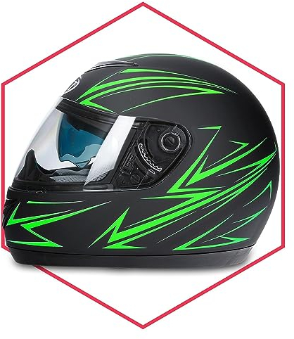 Integralhelm Mit Sonnenblende Schwarz-Grün Matt 55-56 Motorradhelm Klapphelm