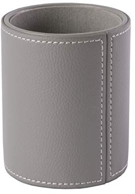OSCO Grå pennkruka i fuskläder | pennhållare | snyggt skrivbord | kontorsarrangör | sminkförvaring | kosmetikdisplay | H 10,5 x B 8,7 cm x D 8,7 cm |