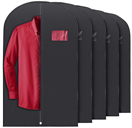 PLX 40 Black Garment Bags Suit Bag for Travel & Clothing Storage of Dresses, Shirts, Fur Coats, Jackets & Dance Costumes - Hanging Suit Cover for Men & Women Closet Storage Garment Protector