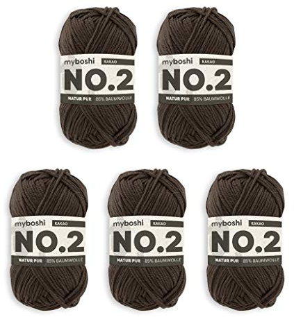 myboshi Häkel- und Strickgarn | Modell: No.2 mit Kapokfaser | leichtes Garn | Garn mit 5 Kugeln | Kakao 2740