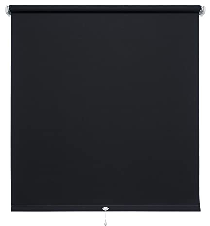 WR-Design Spring- oder Mittelzugrollo in Schwarz - Breiten 62 bis 202 cm - Länge 160 cm - dekorativer Sichtschutz (122 x 160 cm)