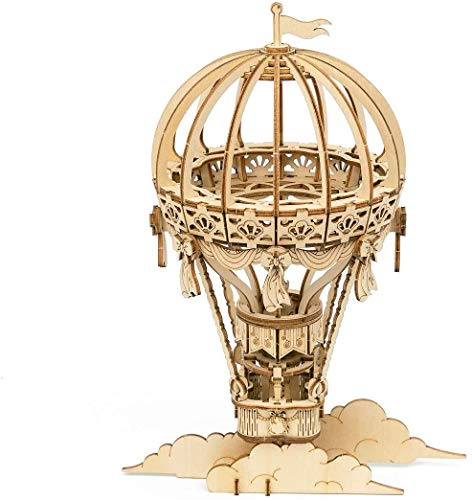 Robotime 3D Puzzle Holzbausatz Heißluftballon, 140 Teile, Größe: 14,7 x 10,4 x 20,8 cm, TG406