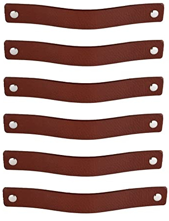 Brute Strength – Ledergriffe für Möbel – 20 x 2,5 cm – Cognac – 12 Stück | Handgefertigte Möbelgriffe und Lederschlaufen aus Vollnarbenleder; für Schranktüren und Schubladen, Schrauben inklusive