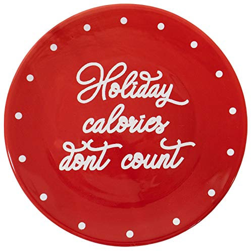 Stephanie Imports Holiday Calories Don't Count Christmas Themed Winter Holiday 8 Ceramic Accent Plate