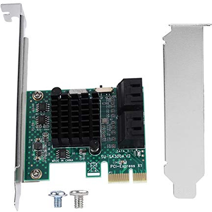 Sxhlseller 4-Port SATA 3.0 PCIe Erweiterungskarte, 6Gbps Controller Adapter für SSD und HDD mit PCIe x1 Anschluss