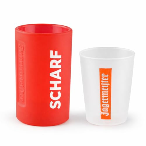 BestPlug Original Shot-Glas Scharf von Jägermeister ® 2 cl Schnapsglas Milchglas Schnaps-Glas rote Shot-Gläser Cup Cup's mit Kunststoff-Probierbecher