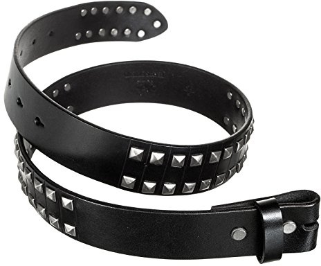 Piratenladen High End Nietengürtel fürs Buckle, Schwarz, mit Pyramiden-Nieten, Volles Rindleder, S - 2XL