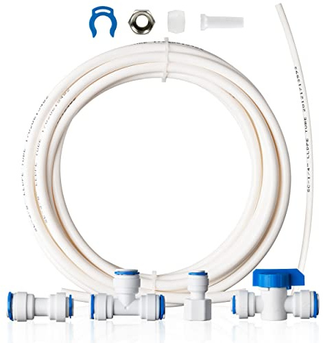 iSpring ICEK3 Kit de Conexión para Refrigerador con Ósmosis Inversa y Derivación de Línea de Agua de 3/8, 3 Metros, con Pieza en T, Válvula de Cierre, Todo Incluido para la Instalación