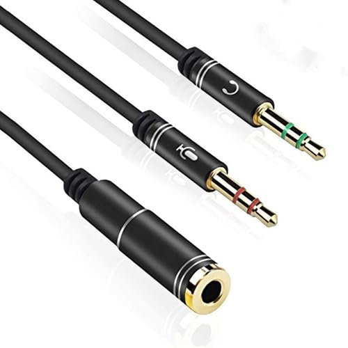 iJiZuo Adaptateur Jack Audio Stéréo 3.5mm Adaptateur, Micro Casque Femelle vers 2 Double Male Jack Audio Cable Splitter Adaptateur, Micro Audio Y Câble Séparateur (Noir)