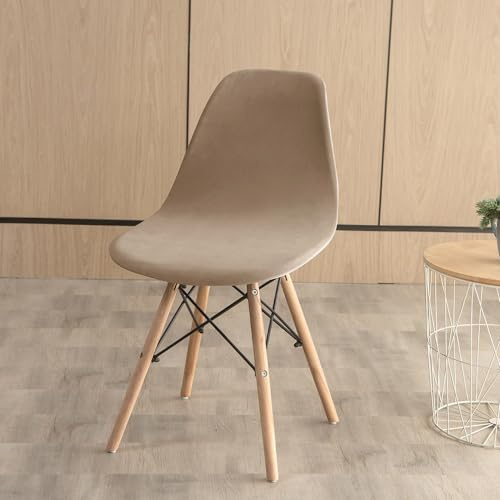 Highdi Schalenstuhl Bezug, Samt Stuhlbezug 2/4/6 er Set Stuhlbezüge Stretch Esszimmerstühle Bezug Moderne Elastischer Stuhlhussen Abnehmbar Waschbar Küchenstühle Husse (Kamel,6 Stück)