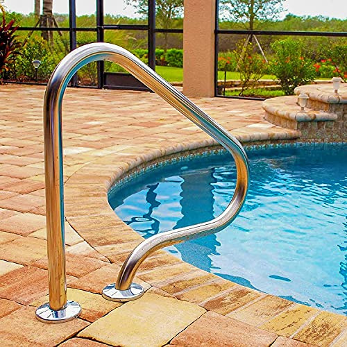 WUDAXIAN Pasamanos de Piscina Barandilla de Acero Inoxidable para Piscina, barandillas de Piscina para Piscinas enterradas, fácil de Instalar, 80x80x27cm, Silver