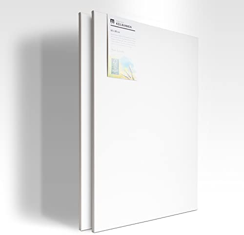 2er-Set Künstler-Leinwand zum Bemalen 60x80cm groß. Die leere, weiße Leinwand aus 100% Baumwolle ist umlaufend gespannt auf FSC® Holz-Keilrahmen mit 17mm Stärke, 280g/m², 2-fach weiß grundiert