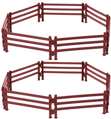 Pferdezaun Spielzeug Koppel Spielzeug 20Stk Pferd Corral Zaun Fechten Zubehör für Scheune Koppel Pferd Stall Nutztier, Pädagogische Geschenk, Micro Landschaft Deko (Braun)