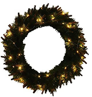 Weihnachtskranz 30 cm Weihnachtsschmuck Weihnachten Holzkranz Tür hängende Wanddekoration Anhänger Weihnachtsdekoration Kantenhocker Figuren Groß (Green-B, One Size)
