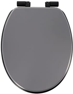 Tendance - Abattant wc mdf 18 pouces assise noire attaches abs frein de chute noires - gris noir