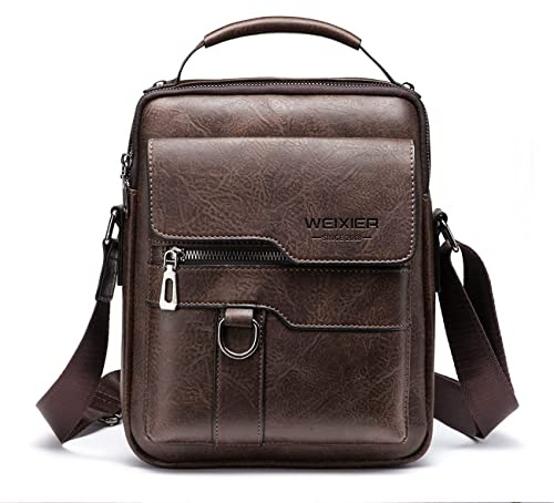 A-QMZL Sacoche Homme Sacs à Bandoulière Vintage Sacoche Bandoulière Cuir Petite Shoulder Bag Crossbody Business Cartable Besace Pochette Sacs à main pour Voyage, Randonnée et Travailler