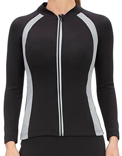 NonEcho Women Wetsuit Top Men 2MM Neoprene Wetsuit Jacket Long Sleeve Diving Suit Surfing Top Keep Warm Front Zip for Cold Water Sports