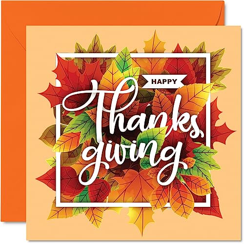 Biglietto di auguri di ringraziamento per donne e uomini – Happy Thanksgiving – Sister Brother Cousin Zio Zio mamma papà nonna nonna, 145 mm x 145 mm singolo biglietto di auguri regalo