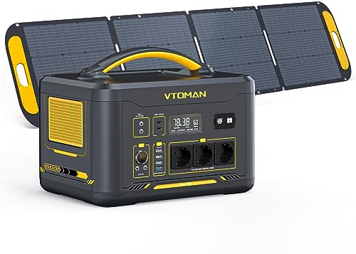 VTOMAN Jump 1500X Tragbare Powerstation mit 200W Solarpanel - 828Wh/1500W Solar Stromgenerator LiFePO4 Batterie Stromspeicher, Erweiterbare Kapazität auf 2376Wh für Camping, Reisen, Wohnmobil, Notfall